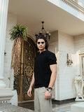 Black Includes cotton zipper polo