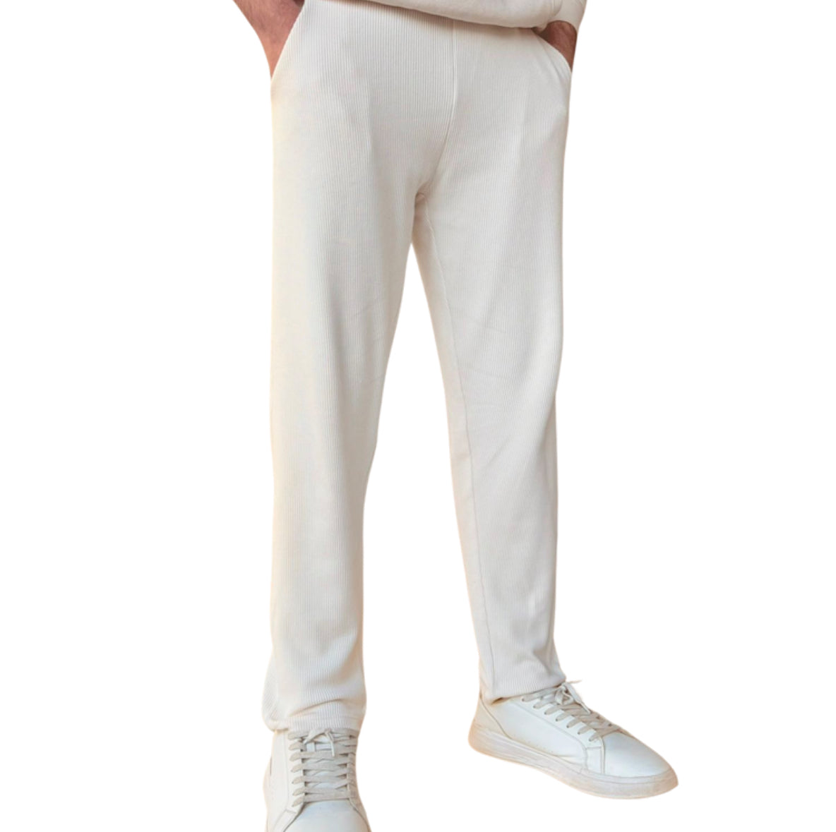 beige textured trouser