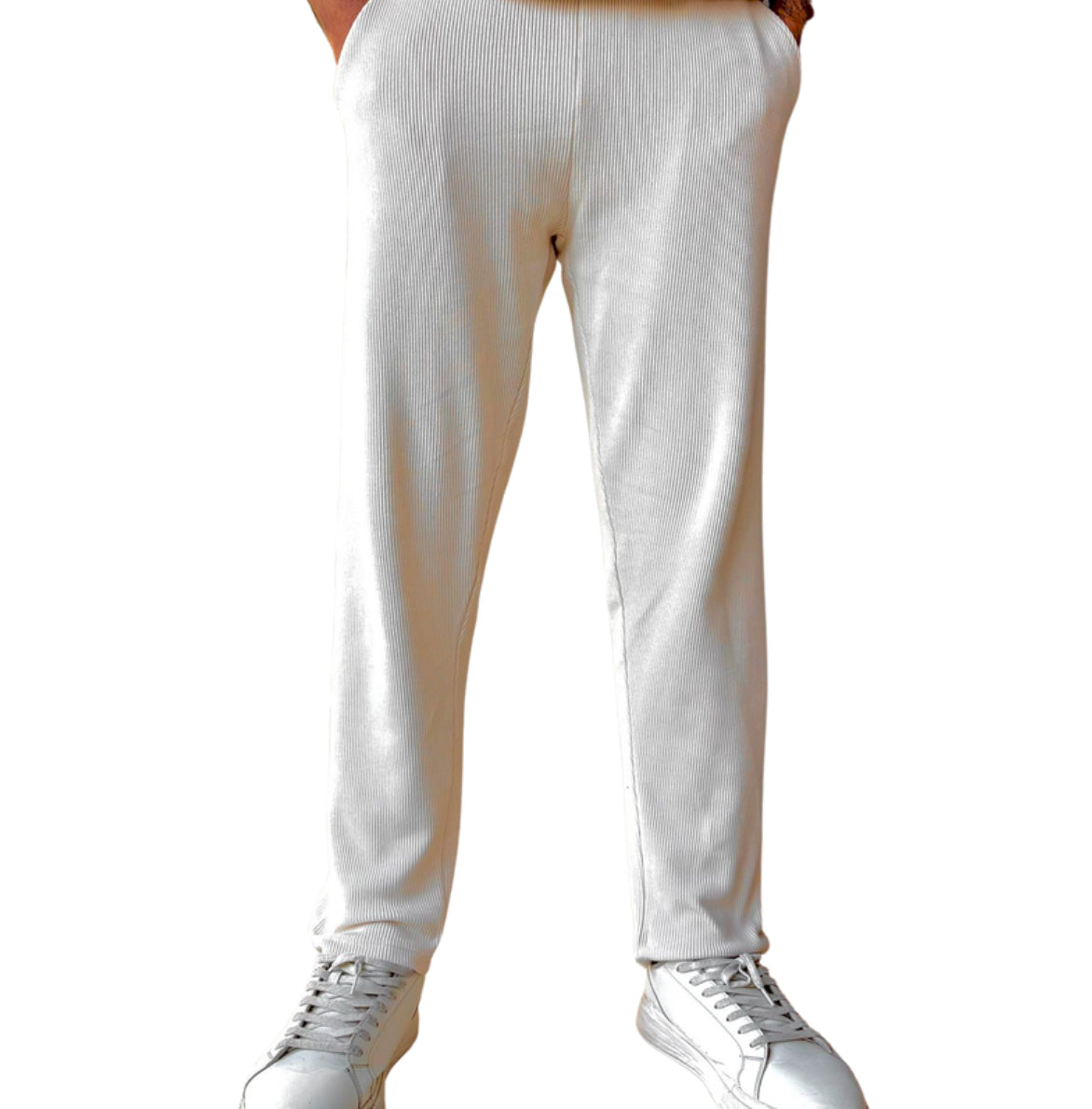 beige textured trouser