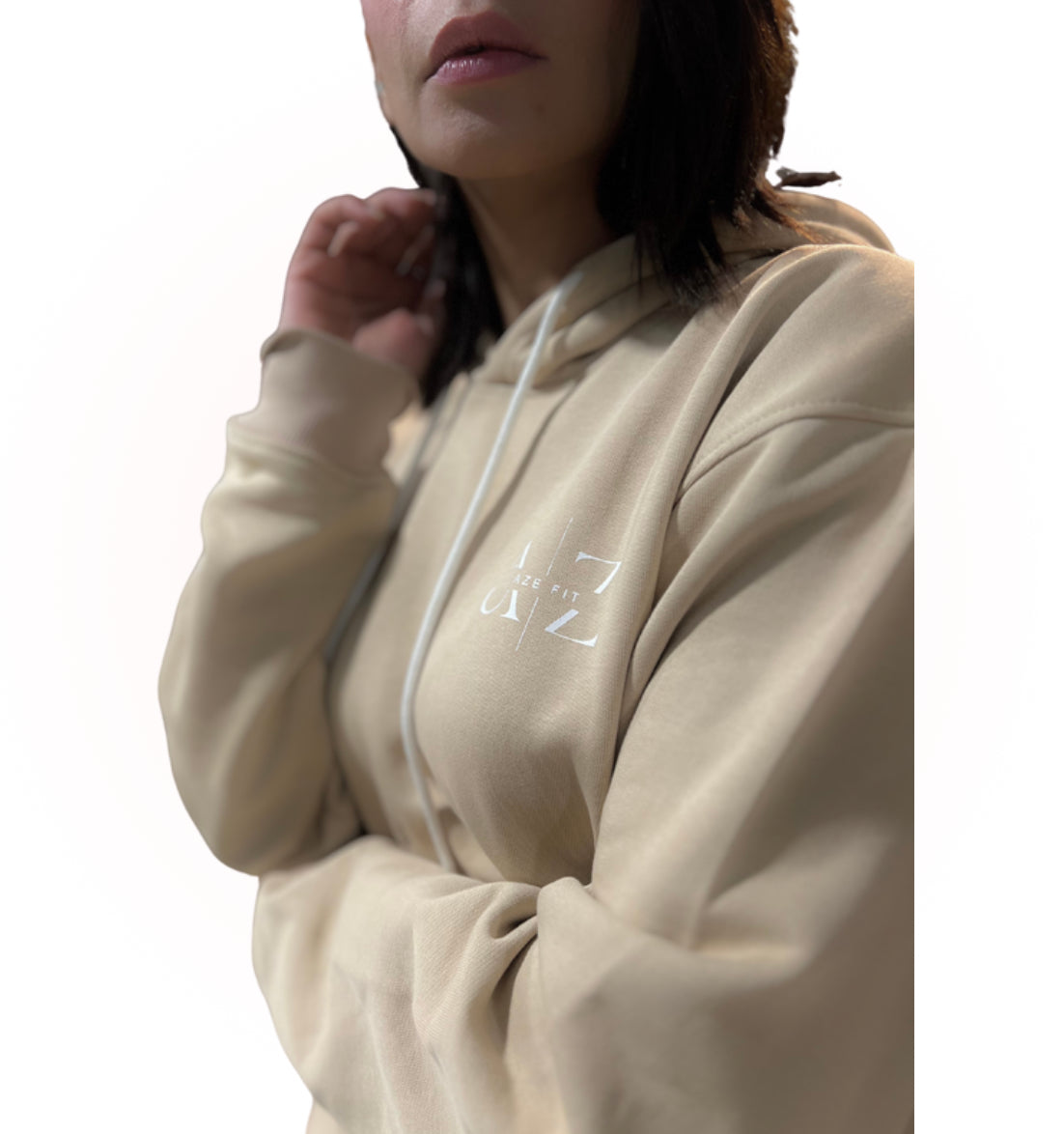 beige oversized fleece hoodie